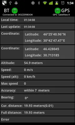 Скриншот приложения GPS over BT - №1