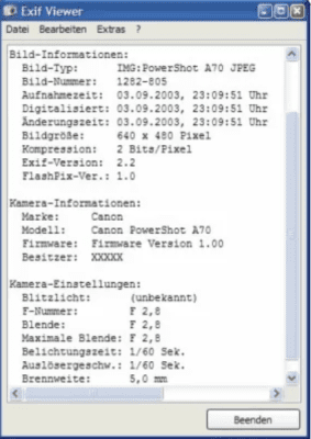 Скриншот приложения Gaijin EXIF Viewer - №1