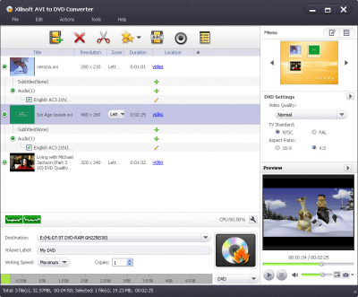 Скриншот приложения Xilisoft AVI to DVD Converter - №1