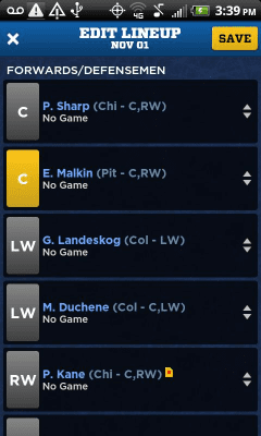 Скриншот приложения Yahoo! Fantasy Hockey 2012 - №4