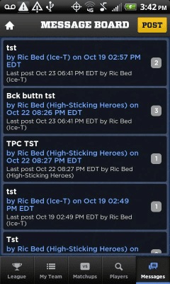 Скриншот приложения Yahoo! Fantasy Hockey 2012 - №8