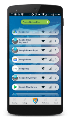 Скриншот приложения Protect Net: Брэндмауэр для Андроид без root - №1