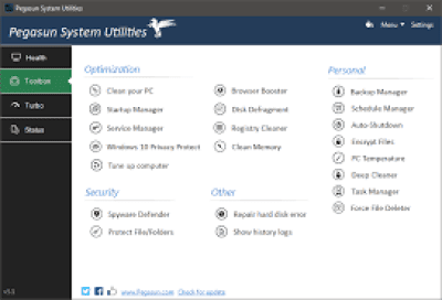 Скриншот приложения Pegasun System Utilities - №1