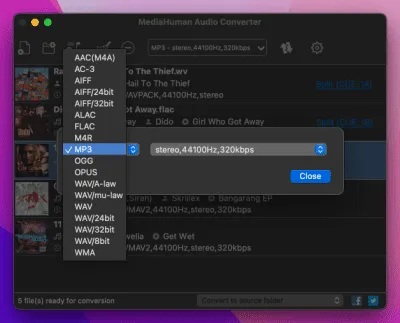 Скриншот приложения MediaHuman Audio Converter - №3