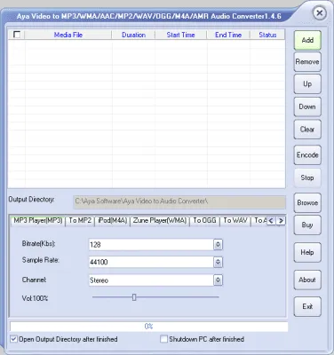 Скриншот приложения Aya Video to MP3/WMA/AAC/MP2/WAV/OGG/M4A/AMR Converter - №1