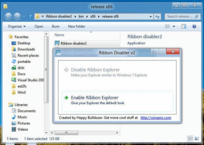 Скриншот приложения Ribbon Disabler for Windows 8 - №1