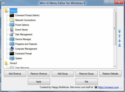 Скриншот приложения Win+X Menu Editor for Windows 8 - №1