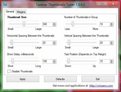 Скриншот приложения Taskbar Thumbnails Tuner - №1