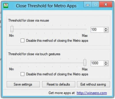 Скриншот приложения Close Threshold for Metro Apps - №1