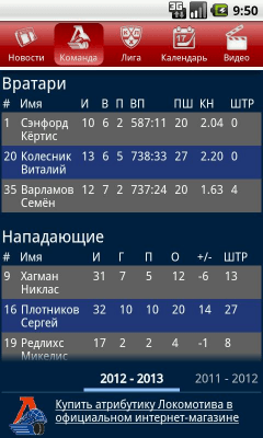 Скриншот приложения КХЛ: Локомотив - №4