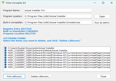 Скриншот приложения 1Click Uninstaller - №3