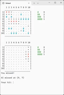 Скриншот приложения cmd Sea Battle (Морской бой в консоли) - №1