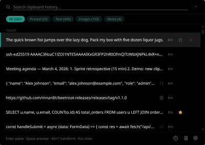 Скриншот приложения Beetroot - менеджер буфера обмена для Windows - №4