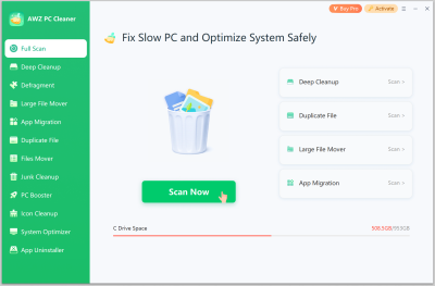 Скриншот приложения AWZ PC Cleaner - №1