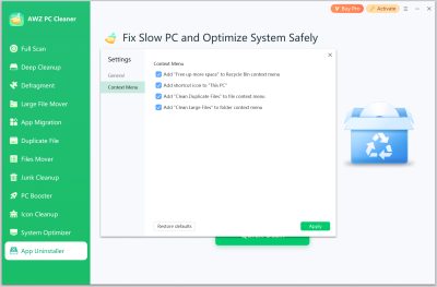 Скриншот приложения AWZ PC Cleaner - №7