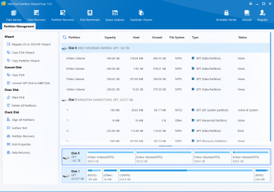 Скриншот приложения MiniTool Partition Wizard Free - №1