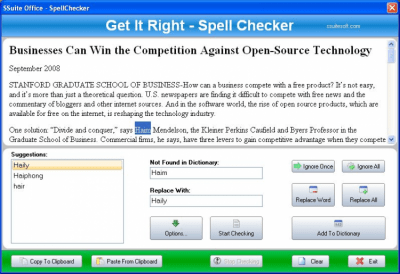 Скриншот приложения SSuite Office - Spell Checker - №1