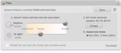 Скриншот приложения f.lux - №1