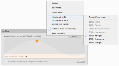 Скриншот приложения f.lux - №3