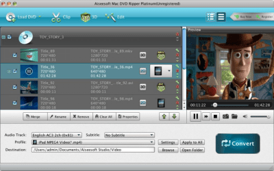 Скриншот приложения Aiseesoft DVD Ripper for Mac Platinum - №1