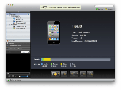 Скриншот приложения Tipard iPod Transfer Pro for Mac Standard - №1