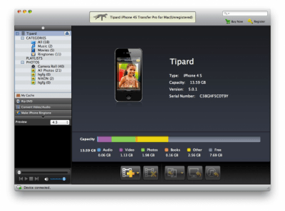 Скриншот приложения Tipard iPhone 4S Transfer for Mac Standard - №1