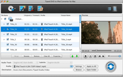 Скриншот приложения Tipard DVD to iPod Converter for Mac - №1