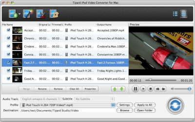 Скриншот приложения Tipard iPod Video Converter for Mac - №1