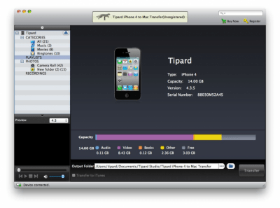 Скриншот приложения Tipard iPhone 4 to Mac Transfer Standard - №1