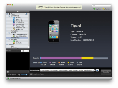 Скриншот приложения Tipard iPhone 4 to Mac Transfer Ultimate - №1