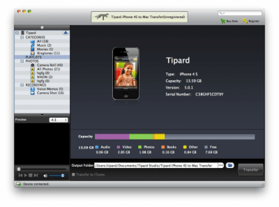 Скриншот приложения Tipard iPhone 4S to Mac Transfer Standard - №1