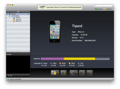 Скриншот приложения Tipard Mac iPhone 4 Transfer for ePub - №1