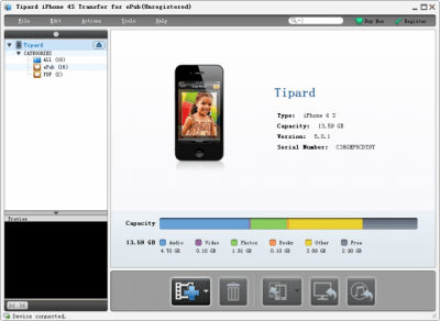 Скриншот приложения Tipard iPhone 4S Transfer for ePub - №1