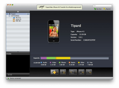 Скриншот приложения Tipard Mac iPhone 4S Transfer for ePub - №1