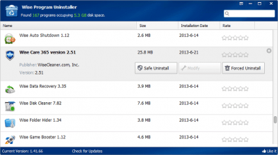 Скриншот приложения Wise Program Uninstaller - №1