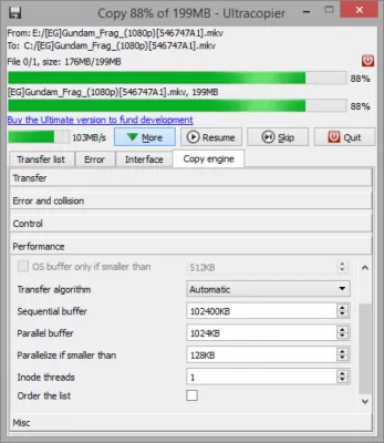 Скриншот приложения Ultracopier Free - №3
