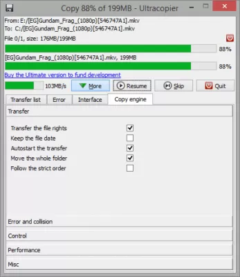 Скриншот приложения Ultracopier Free - №4