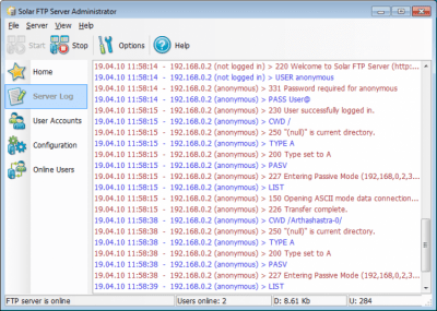 Скриншот приложения Solar FTP Server - №1