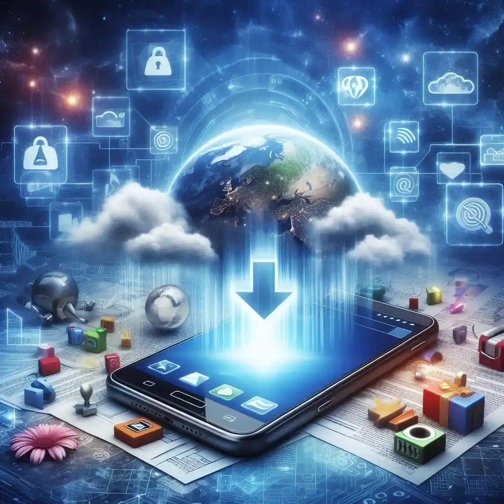 Illustration of downloading process for Indycall apk client: license-free, Op version Android 5.0+