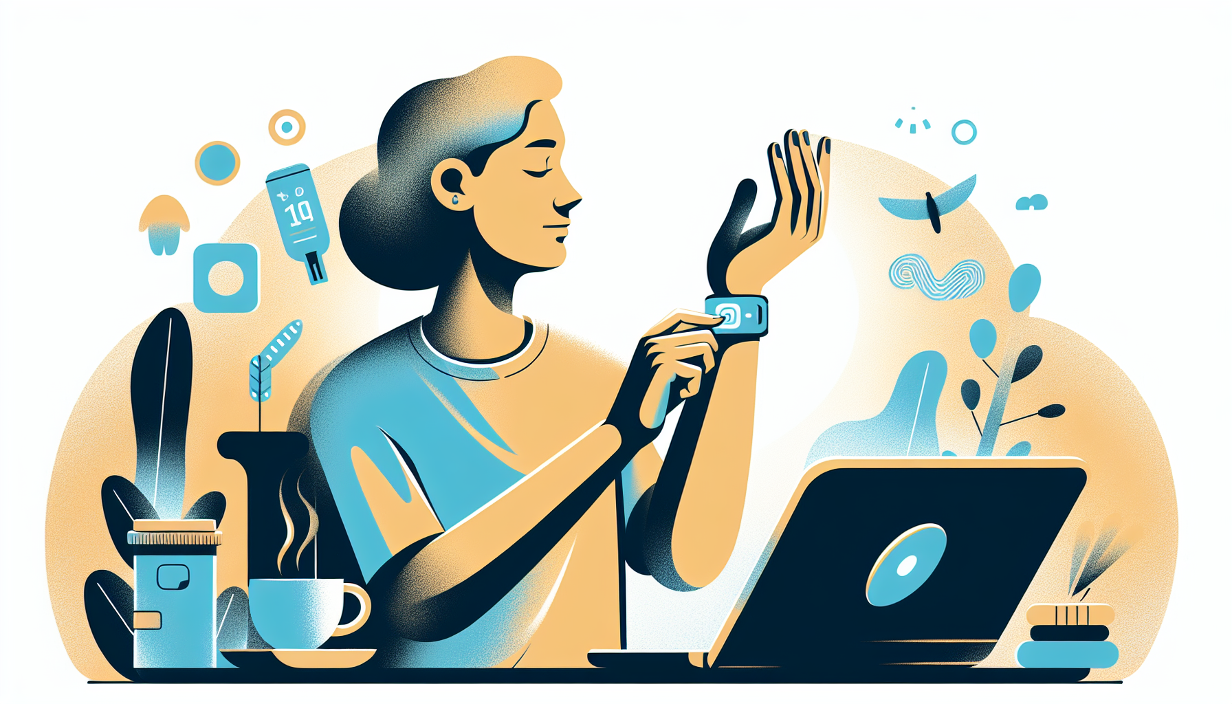 An illustration depicting real-world usage of the Dexcom G7 sensor.