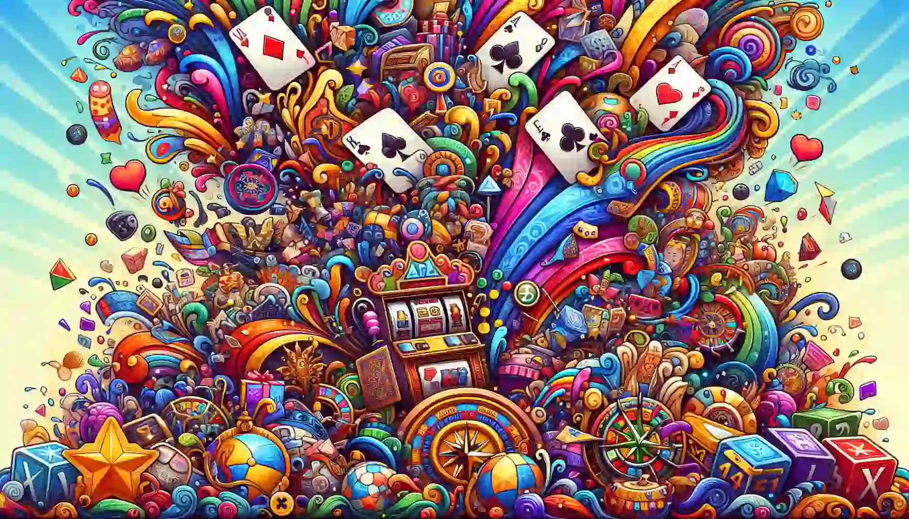 A vibrant illustration showcasing how many games available to play in Game Vault, including slots