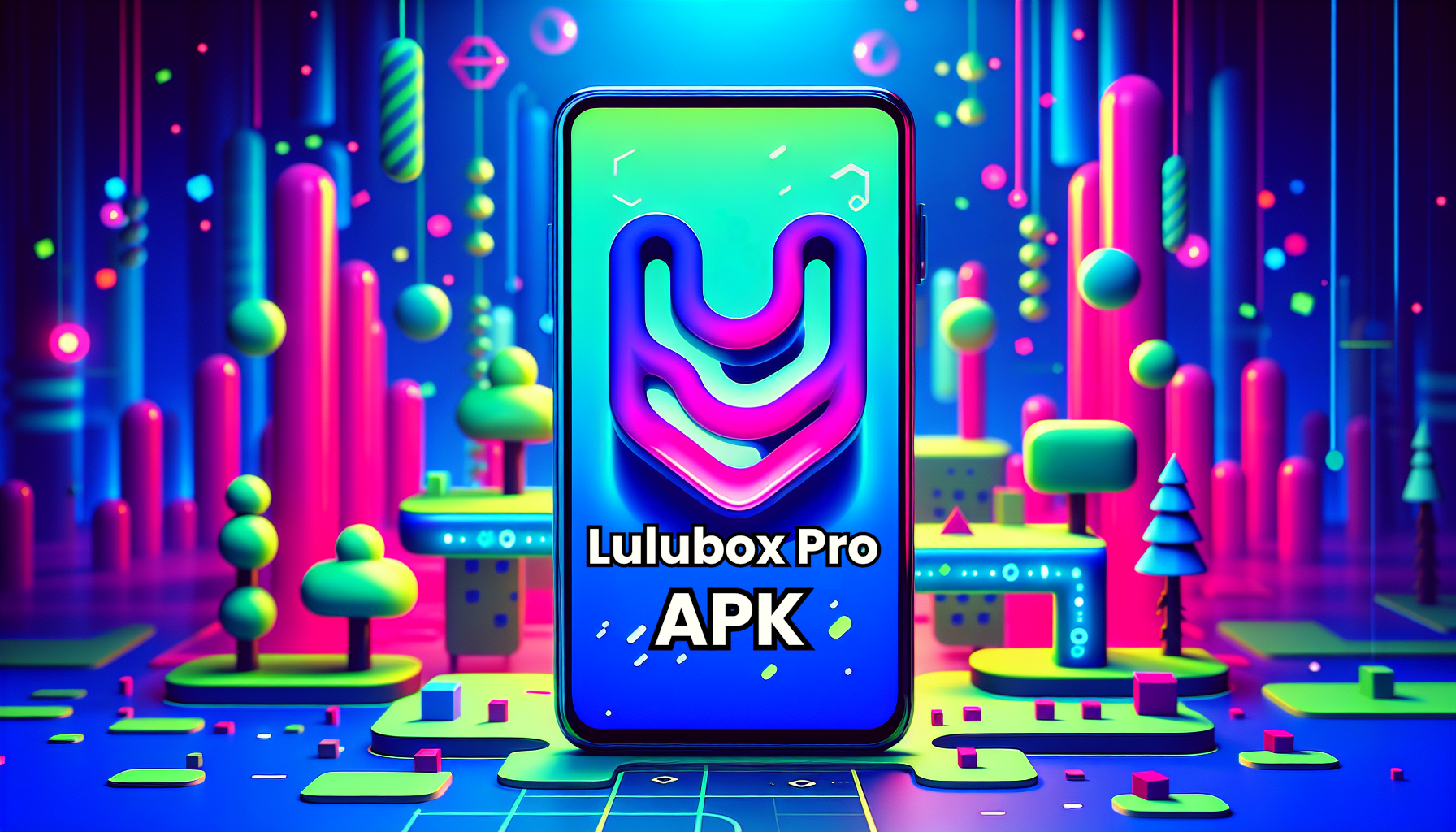 Illustration of a smartphone with Lulubox Pro APK logo on the screen