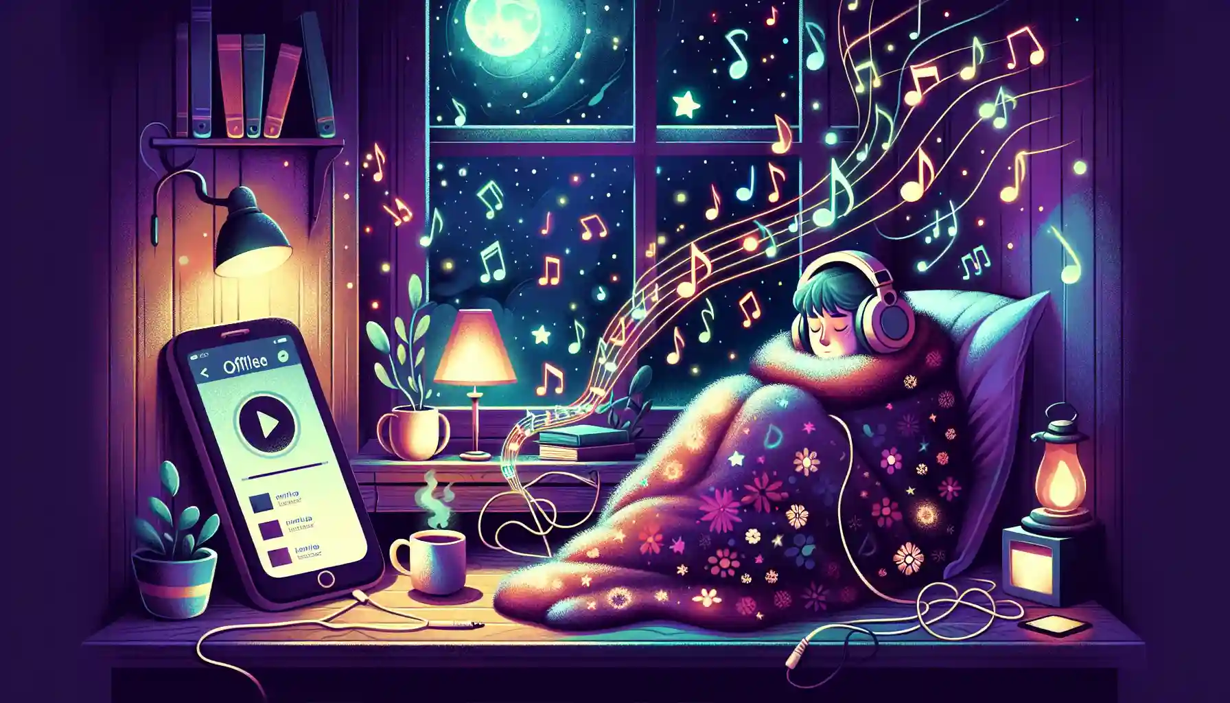 An illustration representing the offline listening experience with Wynk Music.