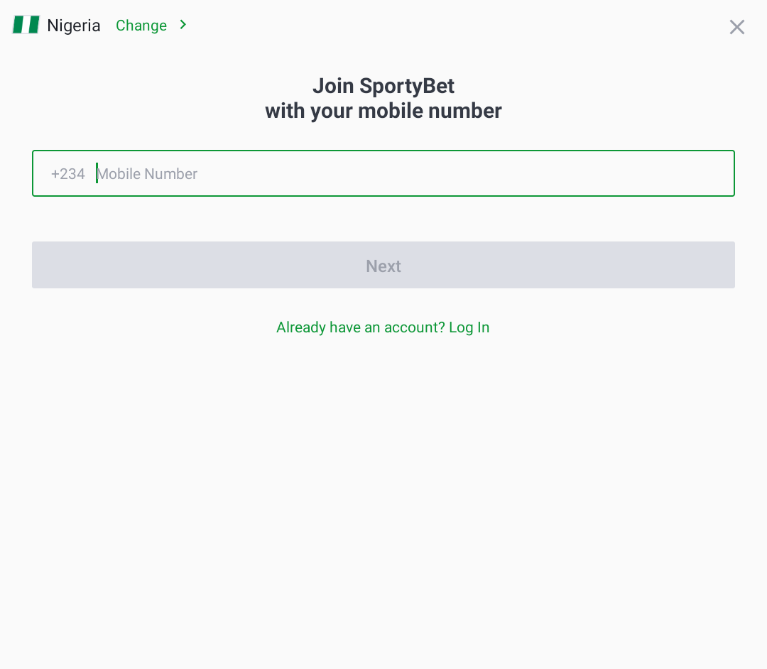 Tap an icon of SportyBet and choose to sign in or sign up. Fill some more fields to proceed