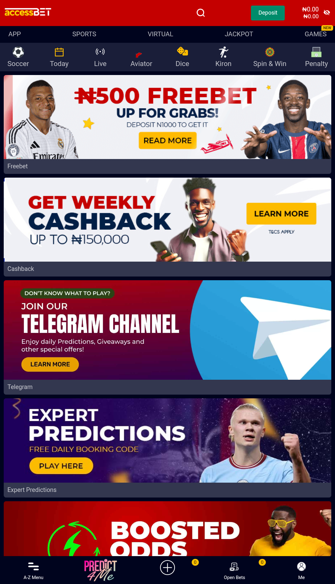 AccessBET app provides various bonuses