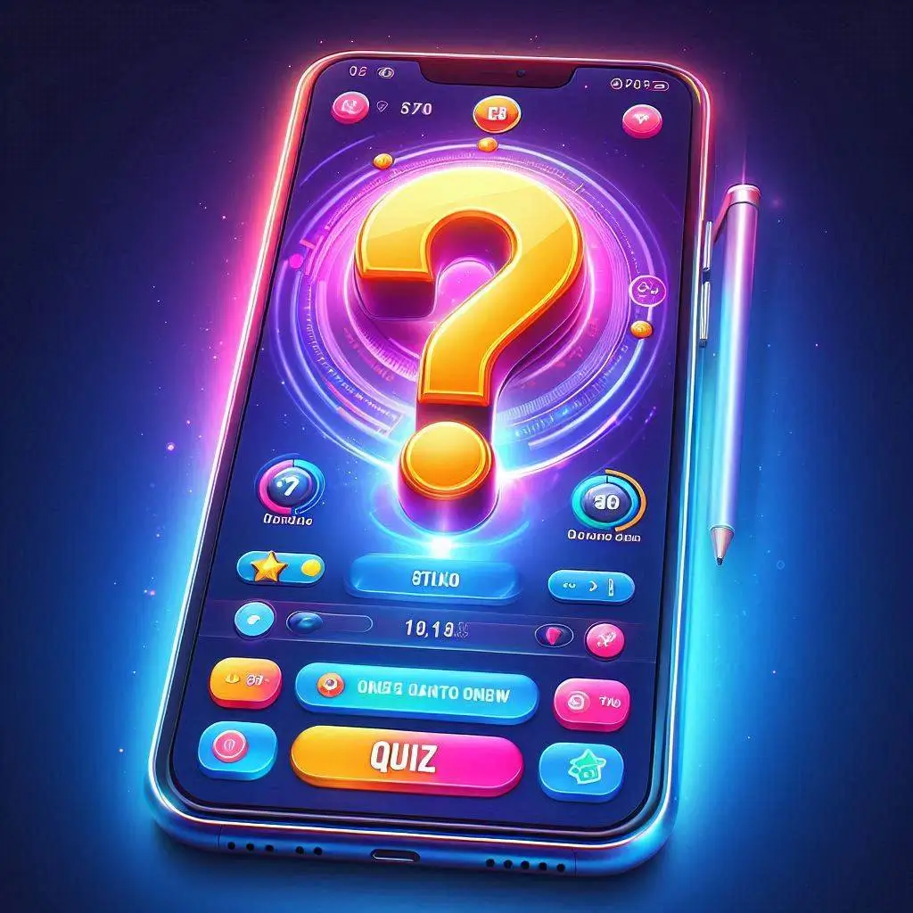 Illustration of a colorful mobile phone with gaming elements  