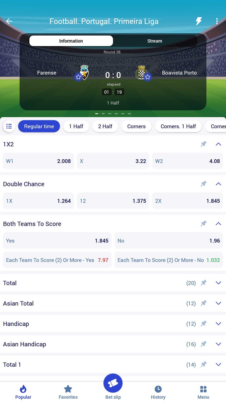 Paripesa can offer timely updates of matchs statystics and variety of bet types