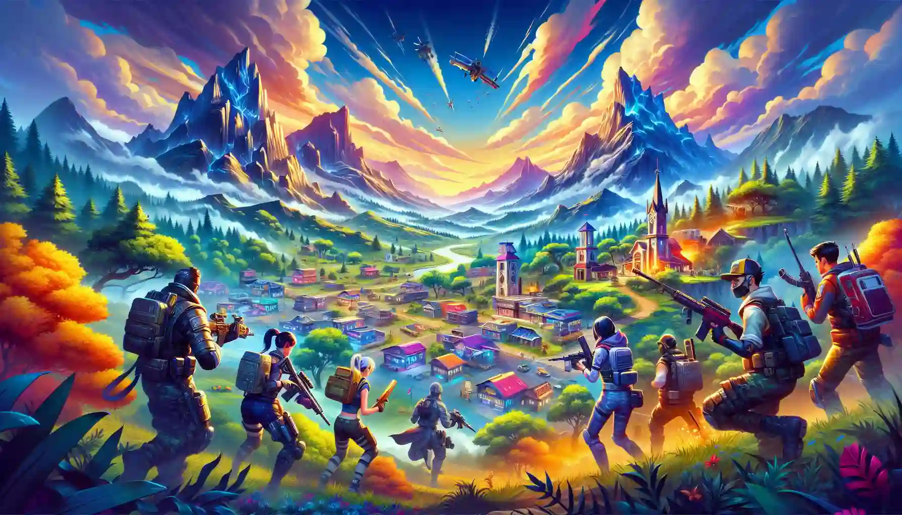 An artistic representation of high-quality graphics in a battle royale game environment.