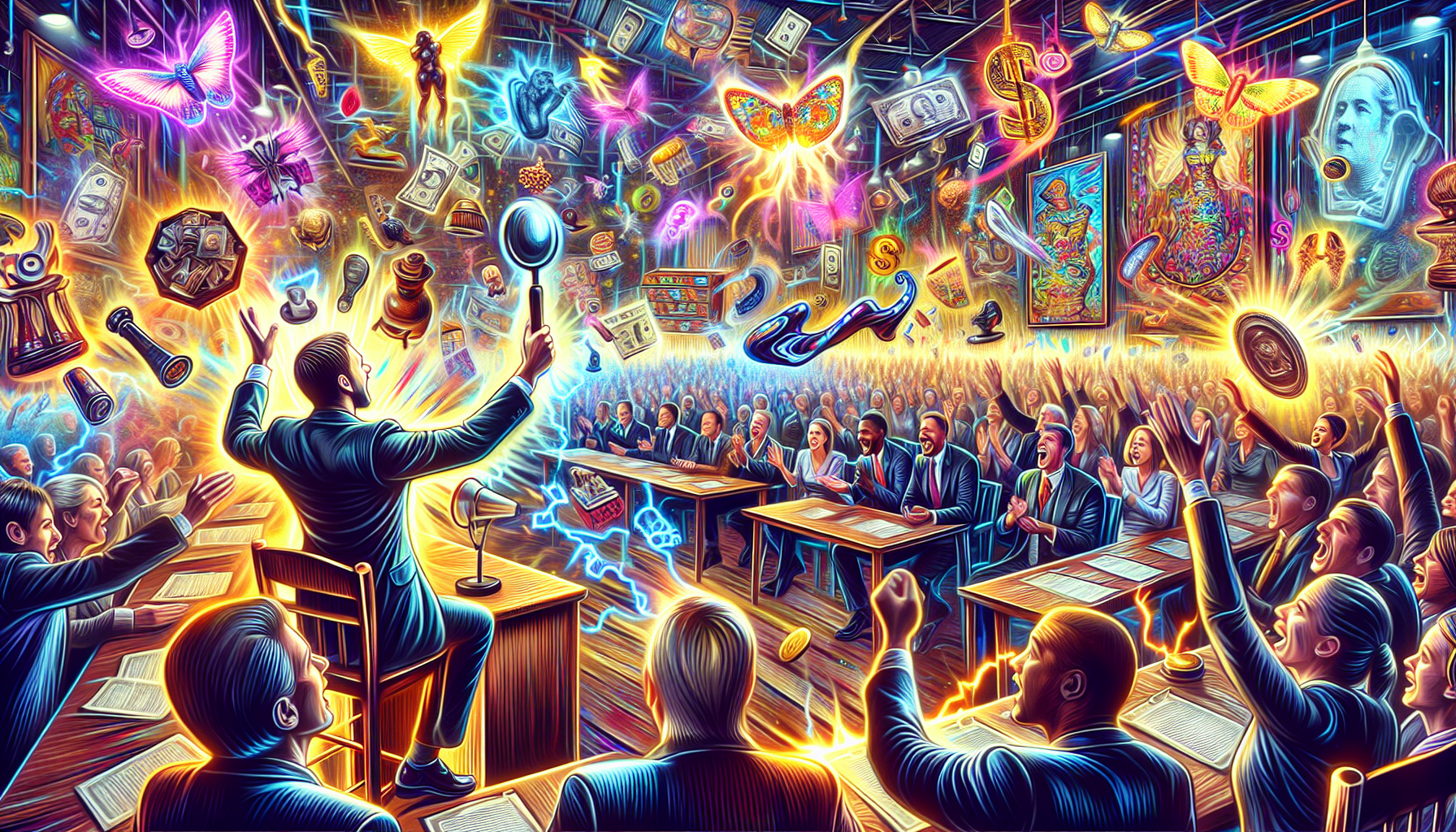 An exciting illustration of a live auction feature in action on the Whatnot app.