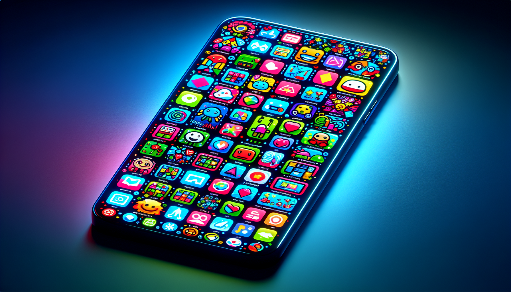 Illustration d'un smartphone avec des applications colorées